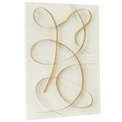 Wall Plaques-Kirkland's Home White And Gold Iron Abstract Wave Plaque White/Gold