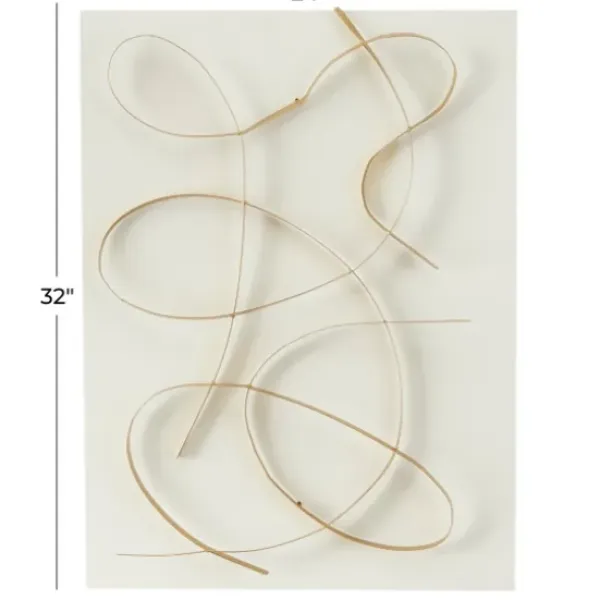 Wall Plaques-Kirkland's Home White And Gold Iron Abstract Wave Plaque White/Gold