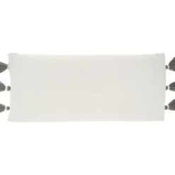Pillows-Kirkland's Home White And Gray Braided Stripe Lumbar Pillow White/Gray