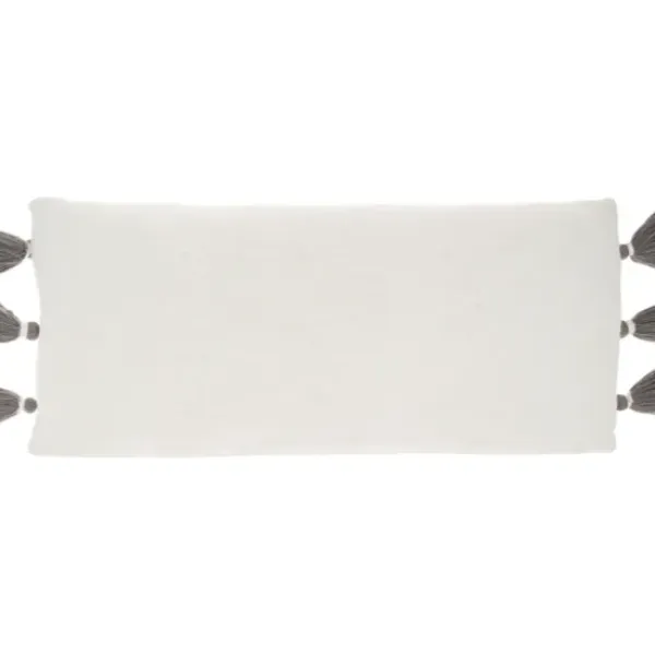 Pillows-Kirkland's Home White And Gray Braided Stripe Lumbar Pillow White/Gray