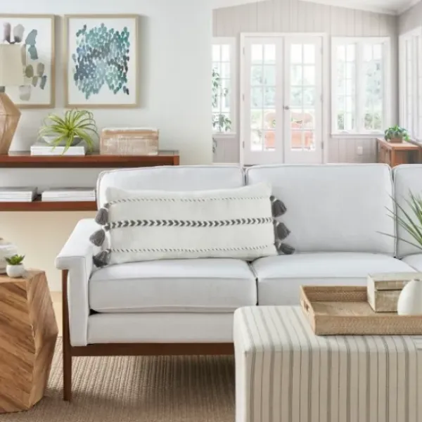 Pillows-Kirkland's Home White And Gray Braided Stripe Lumbar Pillow White/Gray
