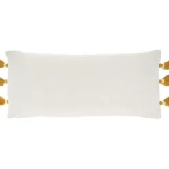 Pillows-Kirkland's Home White And Mustard Braided Stripe Lumbar Pillow White/Yellow