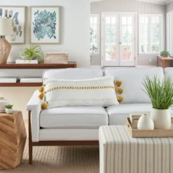 Pillows-Kirkland's Home White And Mustard Braided Stripe Lumbar Pillow White/Yellow