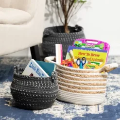 Baskets & Boxes-Kirkland's Home White And Natural Braided Woven Baskets, Set Of 3 White/Tan