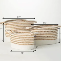Baskets & Boxes-Kirkland's Home White And Natural Braided Woven Baskets, Set Of 3 White/Tan