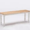 Dining Chairs-Kirkland's Home White And Natural Wood Dining Bench White/Tan
