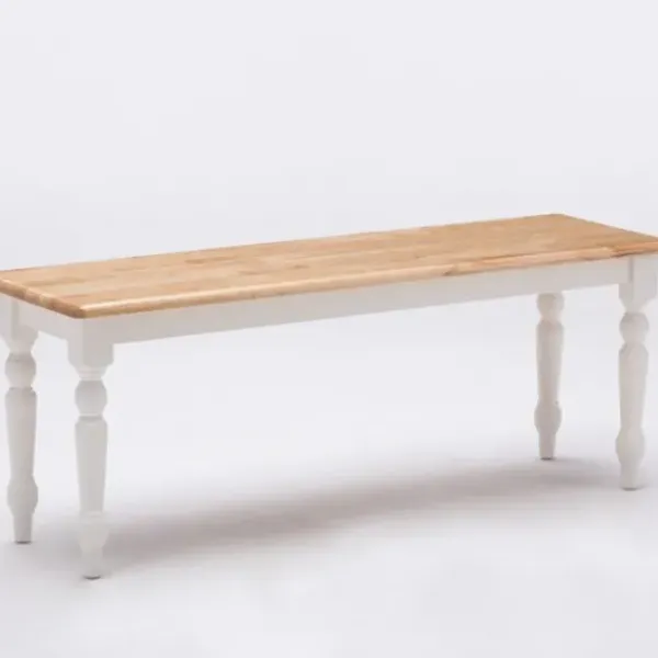 Dining Chairs-Kirkland's Home White And Natural Wood Dining Bench White/Tan