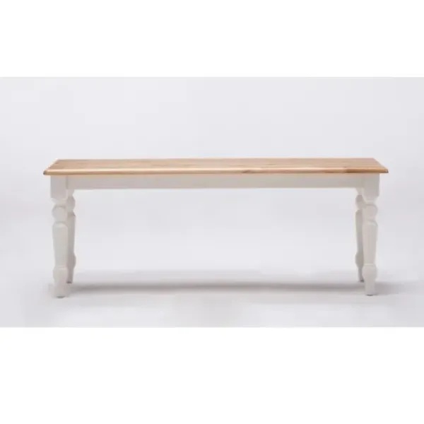 Dining Chairs-Kirkland's Home White And Natural Wood Dining Bench White/Tan