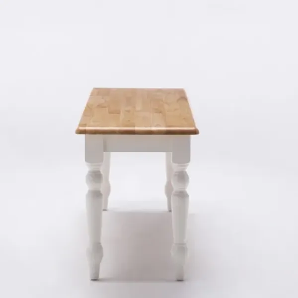 Dining Chairs-Kirkland's Home White And Natural Wood Dining Bench White/Tan