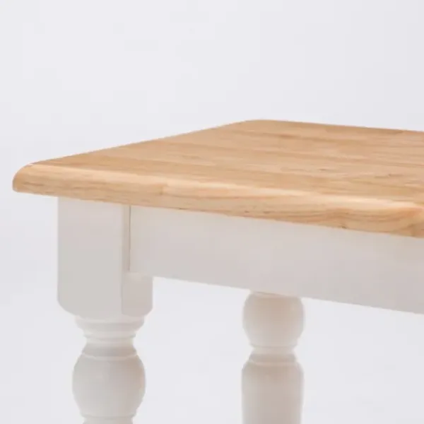 Dining Chairs-Kirkland's Home White And Natural Wood Dining Bench White/Tan