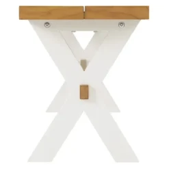 Dining Chairs-Kirkland's Home White And Natural Wood X-Frame Dining Bench White/Tan