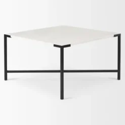 Coffee Tables-Kirkland's Home White And Onyx Marble Top Square Coffee Table