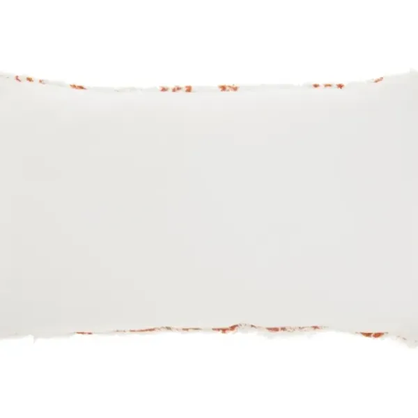 Pillows-Kirkland's Home White And Orange Tufted Geo Lumbar Pillow White/Orange