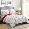 Quilts-Kirkland's Home White And Red Pattern 3-Pc. King Quilt Set Red/White