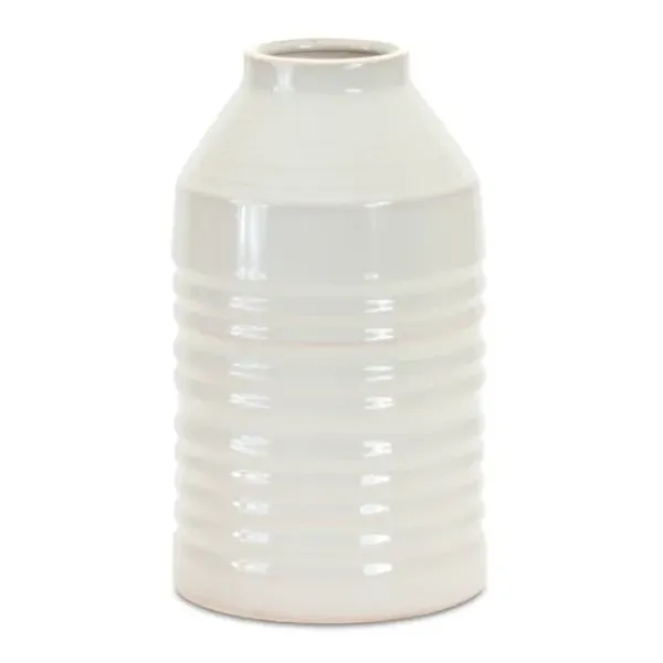 Vases-Kirkland's Home White And Rust Brown Ceramic Vase, 23 In. White/Brown