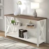 Console Tables-Kirkland's Home White And Rustic Oak Wood Farmhouse Console Table White/Brown