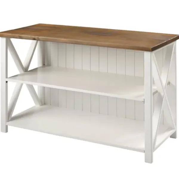 Console Tables-Kirkland's Home White And Rustic Oak Wood Farmhouse Console Table White/Brown