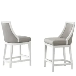 Bar Stools & Counter Height Stools-Kirkland's Home White And Swivel Counter Stools, Set Of 2 Gray