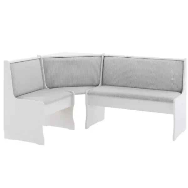 Dining Sets-Kirkland's Home White And Upholstered 3-Pc Dining Nook Set Gray
