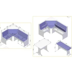 Dining Sets-Kirkland's Home White And Upholstered 3-Pc Dining Nook Set Gray