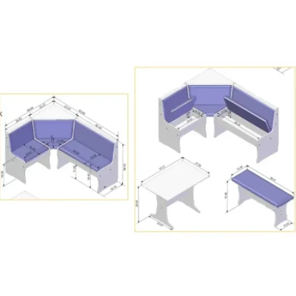 Dining Sets-Kirkland's Home White And Upholstered 3-Pc Dining Nook Set Gray