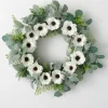 Wreaths-Kirkland's Home White Anemone Flower Wreath White/Green