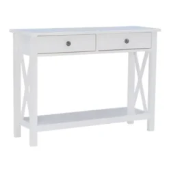 Entryway Furniture-Kirkland's Home White Antique Pine X Console Table