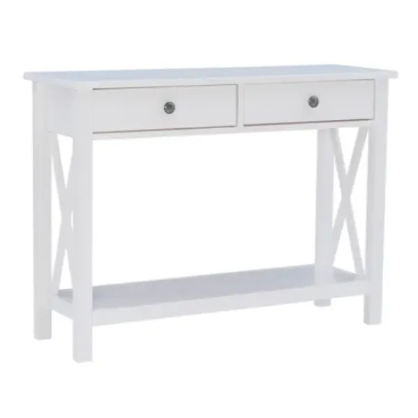 Entryway Furniture-Kirkland's Home White Antique Pine X Console Table