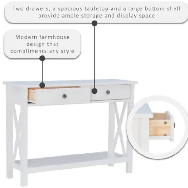Entryway Furniture-Kirkland's Home White Antique Pine X Console Table