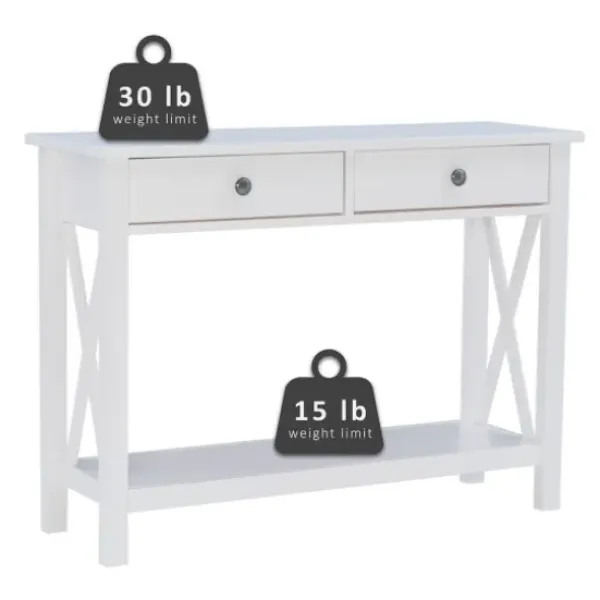 Entryway Furniture-Kirkland's Home White Antique Pine X Console Table