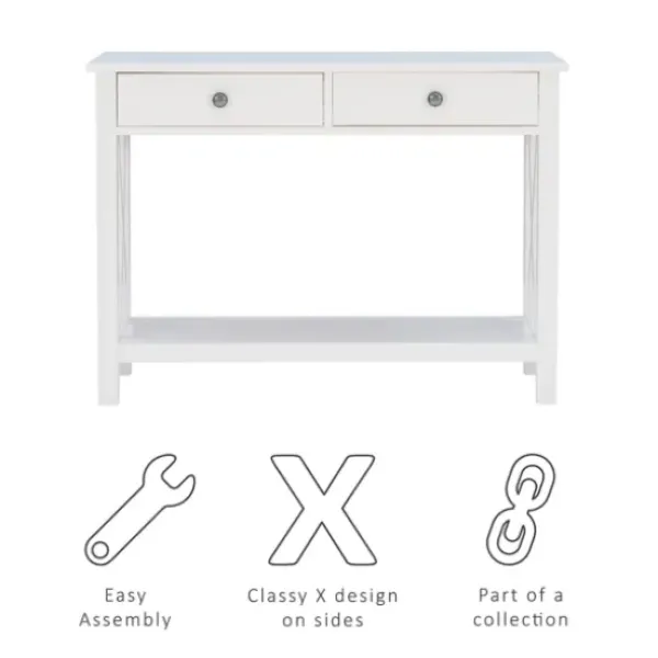 Entryway Furniture-Kirkland's Home White Antique Pine X Console Table