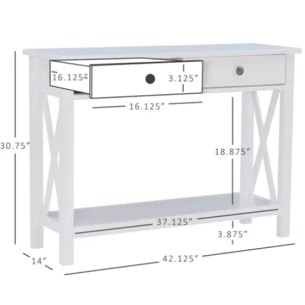 Entryway Furniture-Kirkland's Home White Antique Pine X Console Table