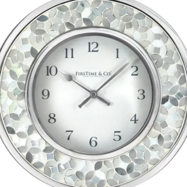 Clocks-Kirkland's Home White Arabesque Mosaic Frame Wall Clock