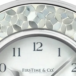 Clocks-Kirkland's Home White Arabesque Mosaic Frame Wall Clock