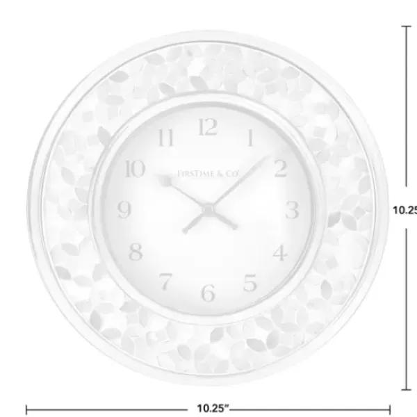 Clocks-Kirkland's Home White Arabesque Mosaic Frame Wall Clock