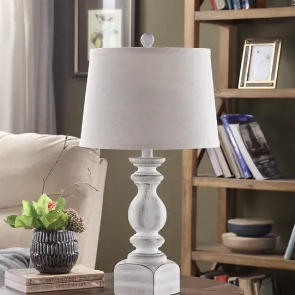 Table Lamps-Kirkland's Home White Balastra Table Lamp With Square Base Tan