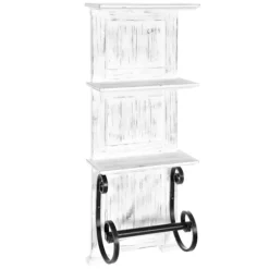 Shelves-Kirkland's Home White Beadboard Shelves With Towel Bar Rack