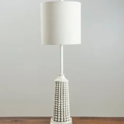 Buffet Lamps-Kirkland's Home White Beaded Base Buffet Lamp Ivory