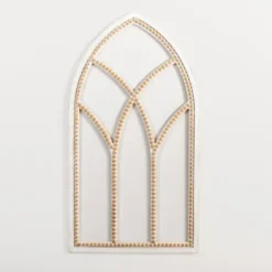 Wall Plaques-Kirkland's Home White Beaded Wood Arched Wall Plaque White/Tan