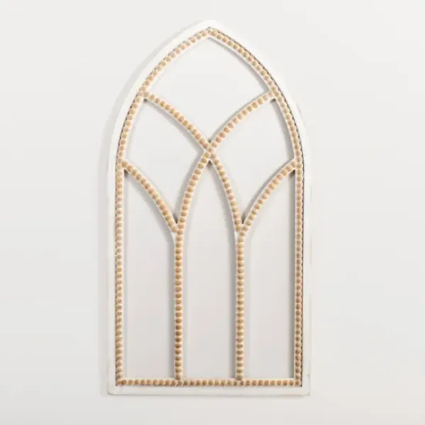 Wall Plaques-Kirkland's Home White Beaded Wood Arched Wall Plaque White/Tan
