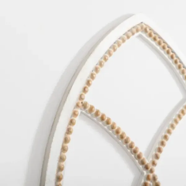 Wall Plaques-Kirkland's Home White Beaded Wood Arched Wall Plaque White/Tan