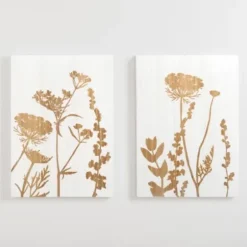 Wall Plaques-Kirkland's Home White Botanical Silhouette Wood Wall Plaque White/Brown