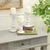 Candle Holders-Kirkland's Home White Brushstroke 3-Pc. Pillar Candle Holder Set White/Brown