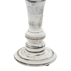 Candle Holders-Kirkland's Home White Brushstroke 3-Pc. Pillar Candle Holder Set White/Brown