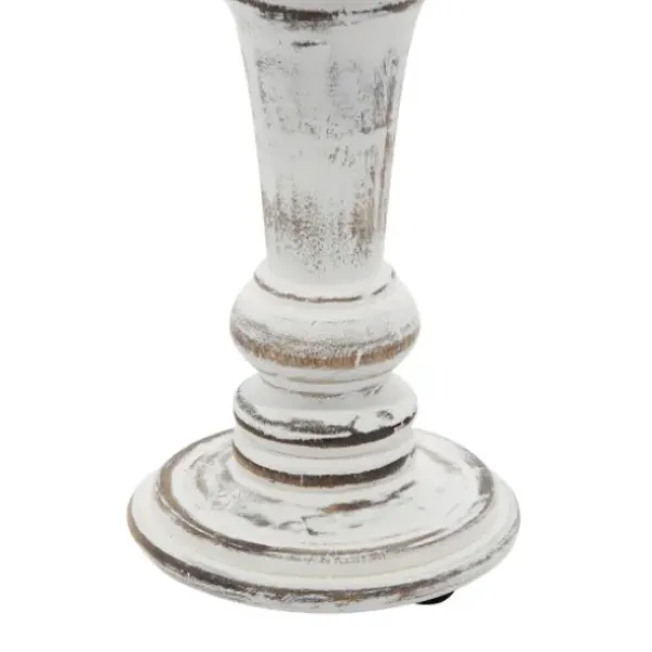 Candle Holders-Kirkland's Home White Brushstroke 3-Pc. Pillar Candle Holder Set White/Brown