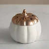 Home Fragrance-Kirkland's Home White Ceramic Pumpkin Wax Warmer White/Gold