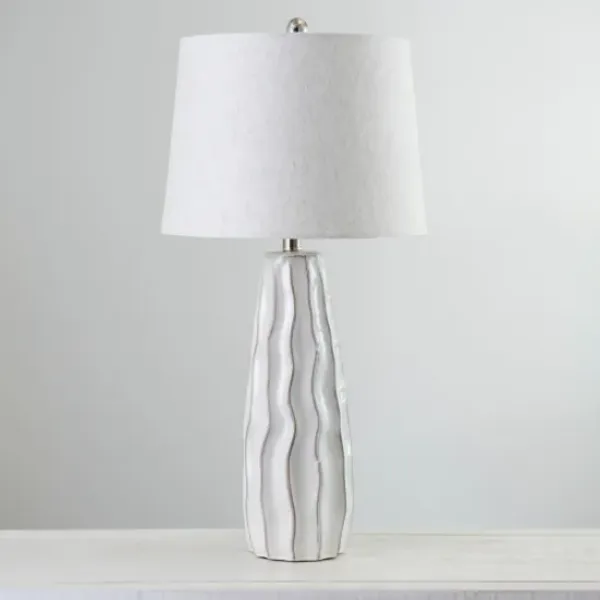 Table Lamps-Kirkland's Home White Ceramic Waves Table Lamp Ivory