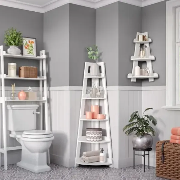 Shelves-Kirkland's Home White Corner Ladder Shelf