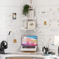 Shelves-Kirkland's Home White Corner Ladder Shelf