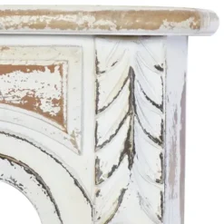 Shelves-Kirkland's Home White Distressed Carved Wood Acanthus Wall Shelf